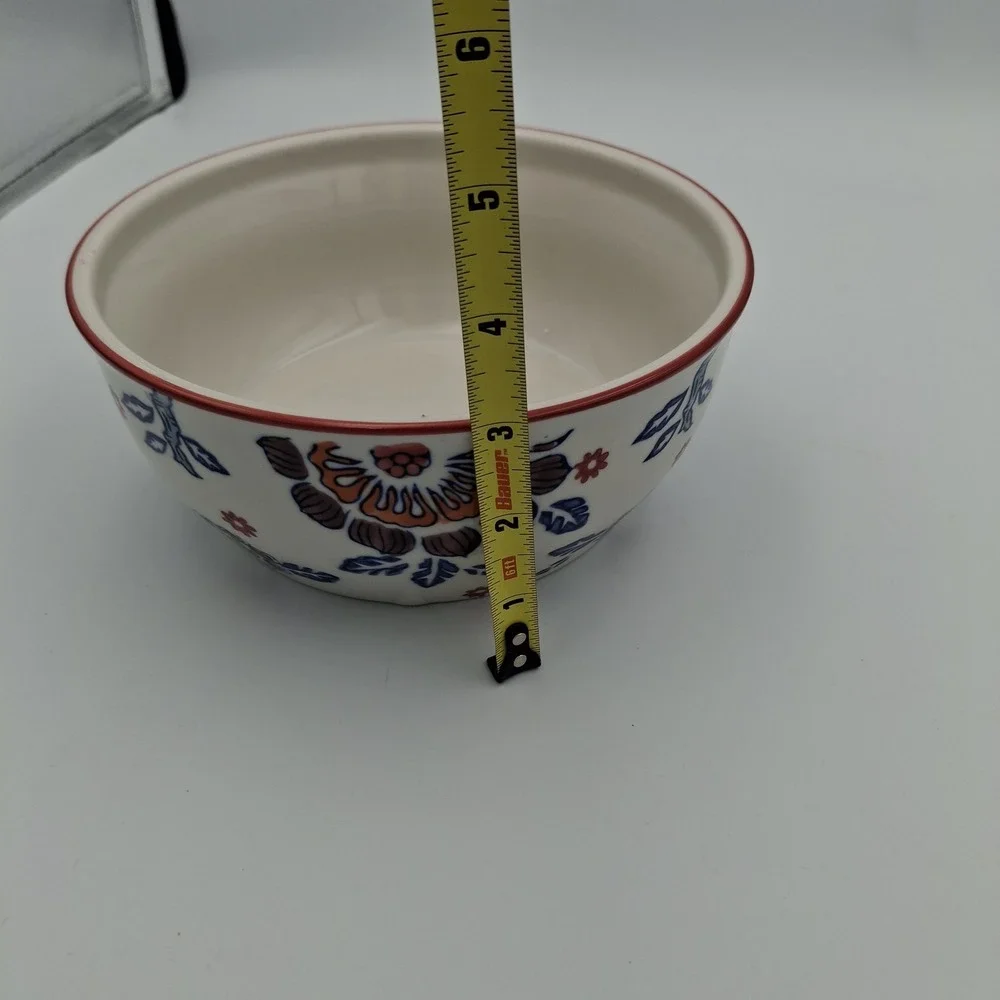 Yokohama Studio‎ Miyabi Japan Handpainted Floral Ceramic Noodle Serving Bowl